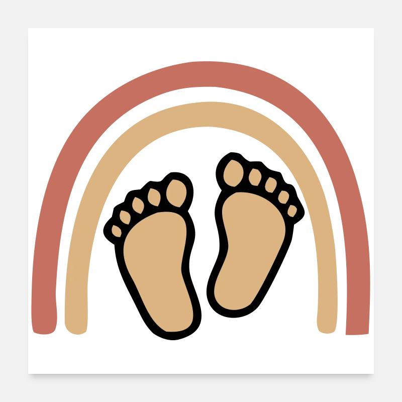 Baby Feet Rainbow Bohême Poster 60 x 60 cm