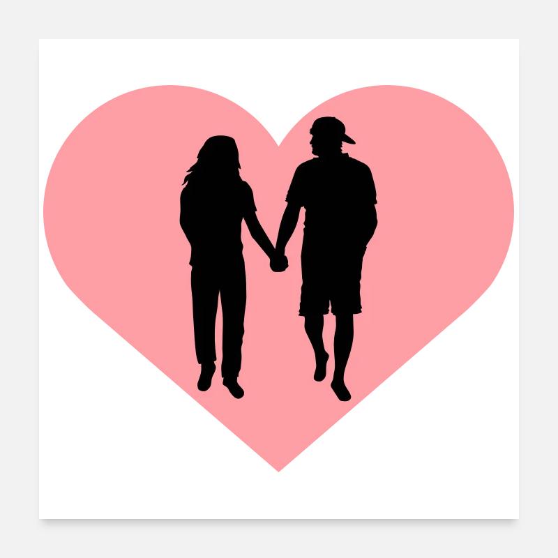 Couple Silhouette Amour Romance Petit ami de la Saint-Valentin Poster 60 x 60 cm