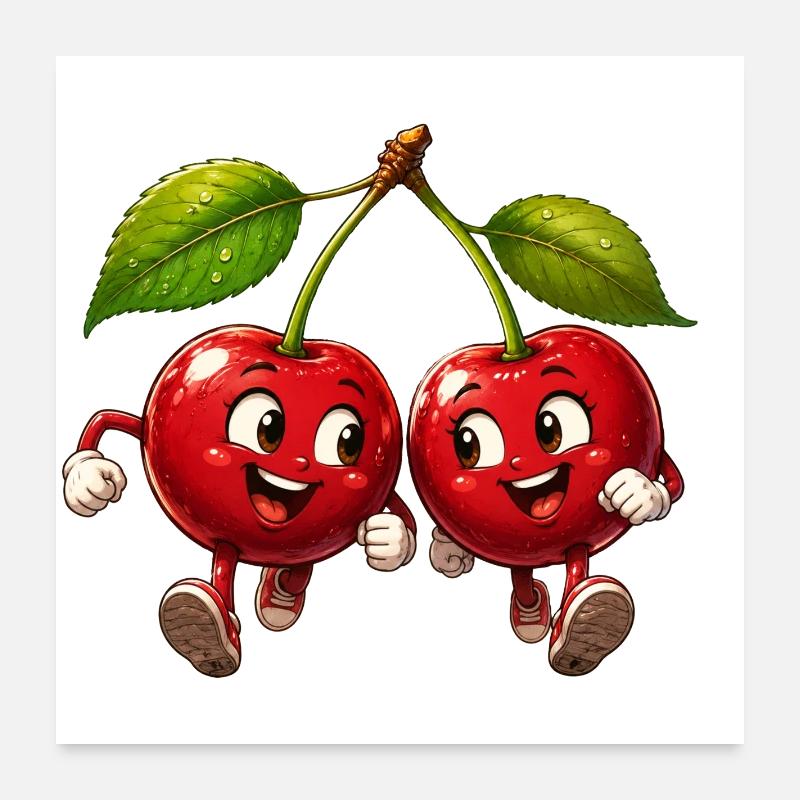 Cerises amicales Poster 60 x 60 cm