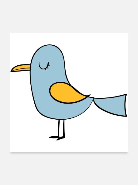 Vogel - Poster 60x60 cm - Weiß - Vorne