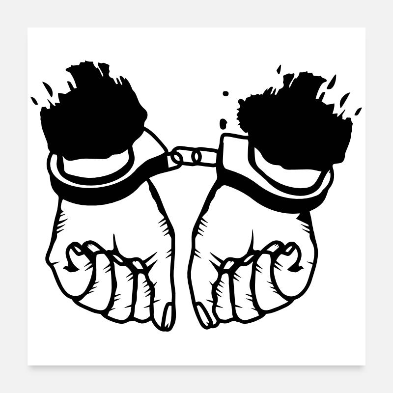 Hände und Handschellen Poster 60x60 cm