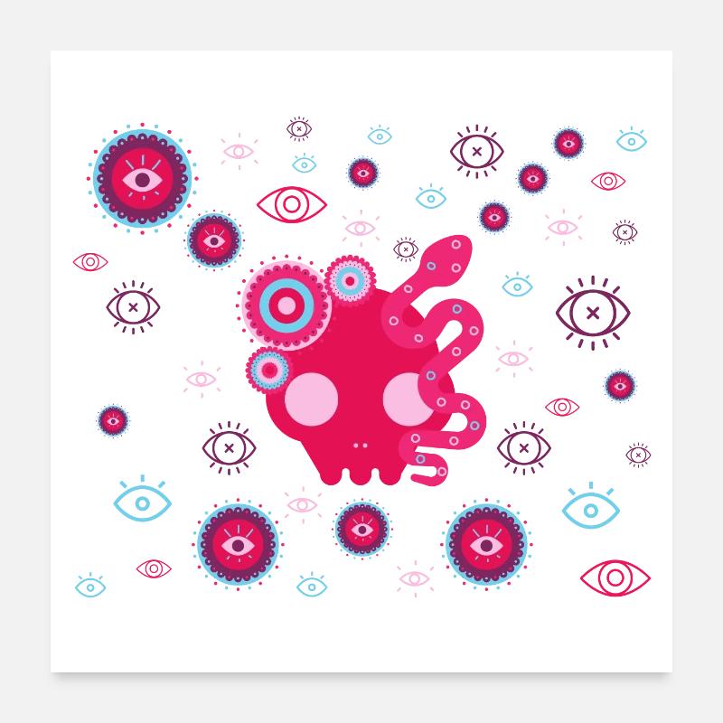 Rosa Tentakelaugen Poster 60x60 cm