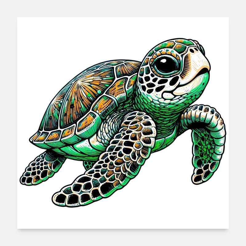 Turtle Poster 24" x 24" (60x60 cm)