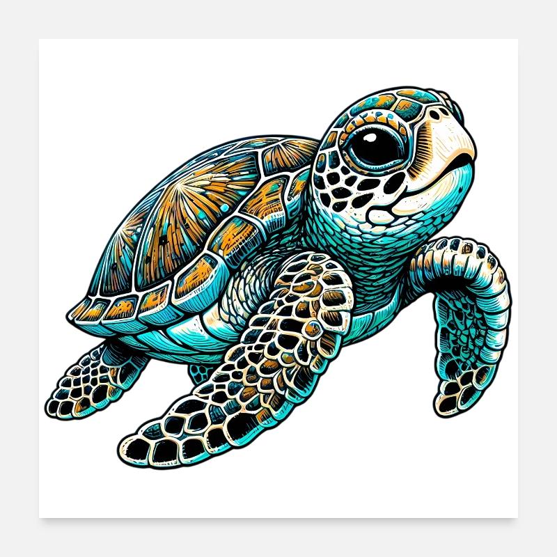 Turtle Poster 24" x 24" (60x60 cm)