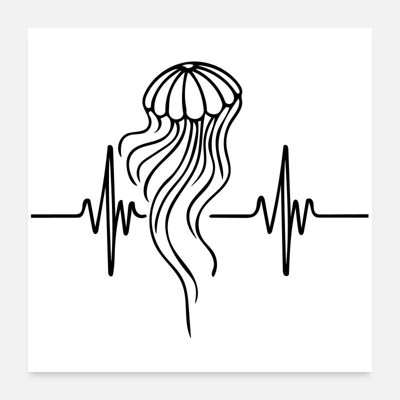 Méduse – Ocean Love | . Océan. Nature Poster 60 x 60 cm