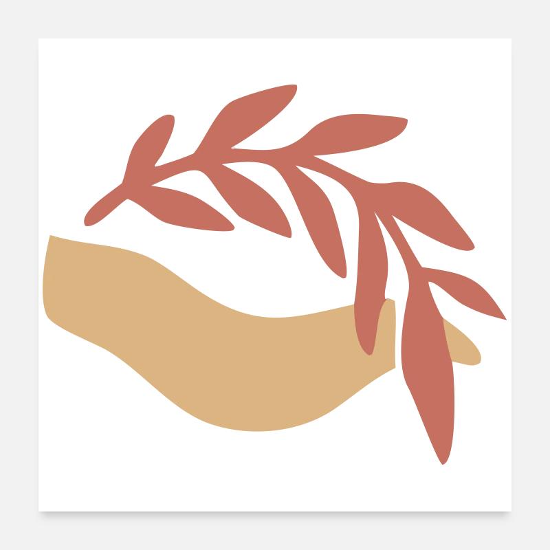 Hand Blatt Natur Boho Logo Poster 60x60 cm