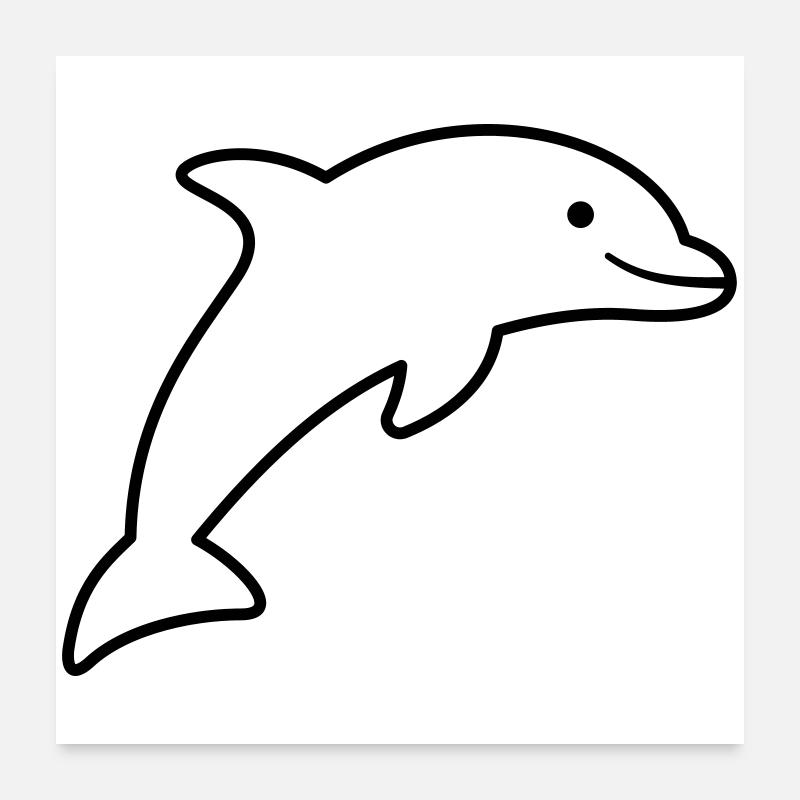 Dolphin Symbol Outline Cheerfully Jumping Poster 24" x 24" (60x60 cm)