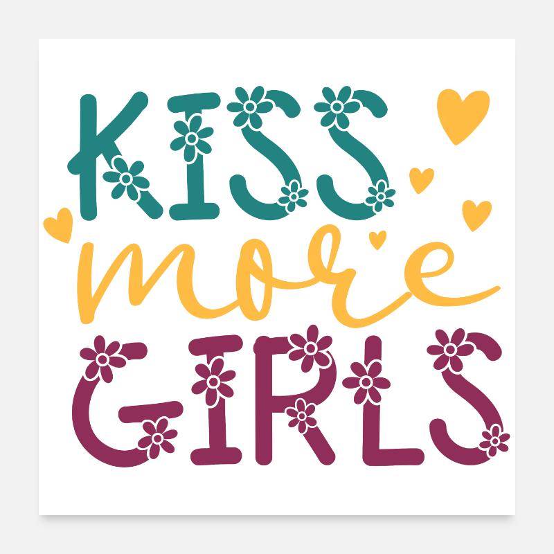Embrasser Plus De Filles Lesbienne Fierté Poster 60 x 60 cm