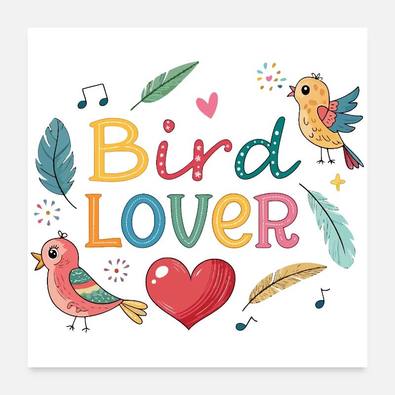 Design Coloré Passion Oiseau Poster 60 x 60 cm
