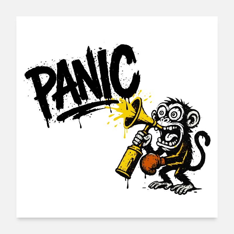 Expressive monkey with megaphone Poster 24" x 24" (60x60 cm)