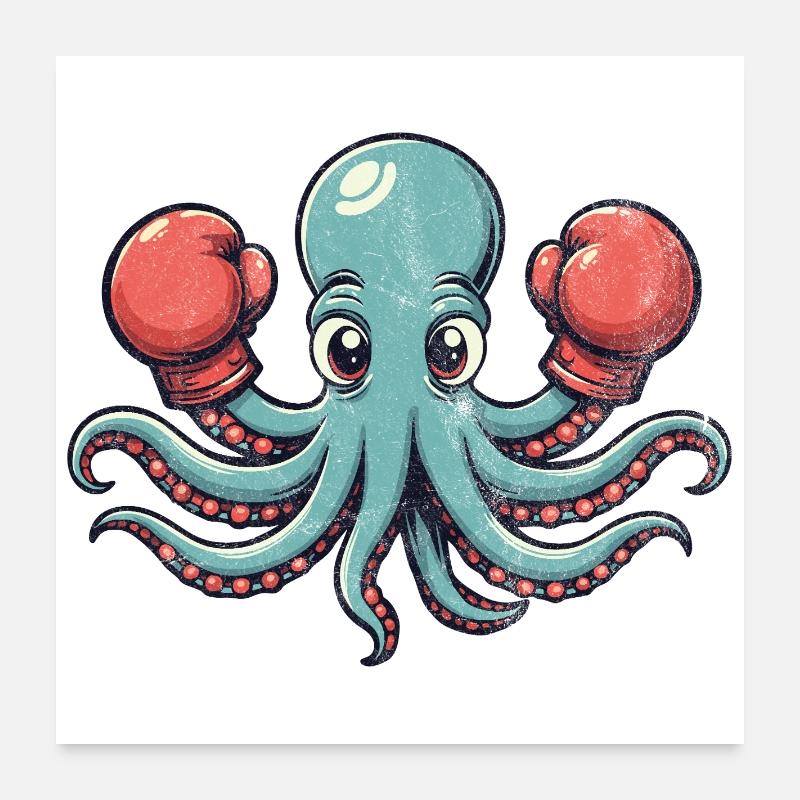 Boxe Pieuvre Poster 60 x 60 cm