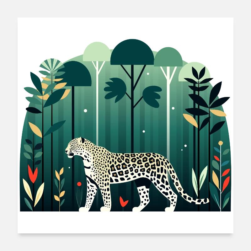 Léopard dans la jungle Poster 60 x 60 cm