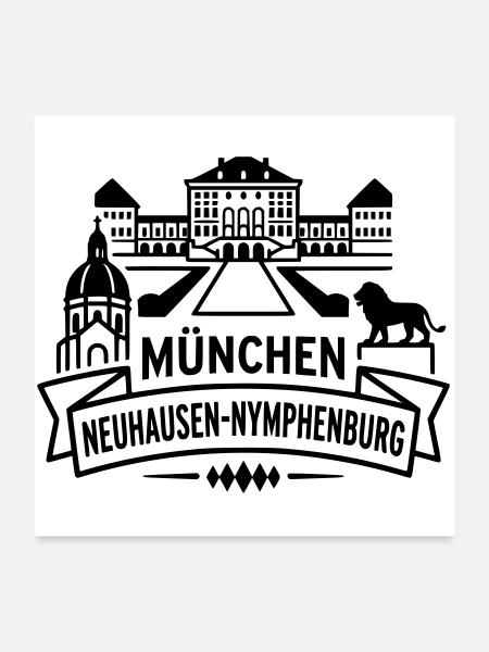 München Neuhausen Nymphenburg - Poster 60x60 cm - Weiß - Vorne