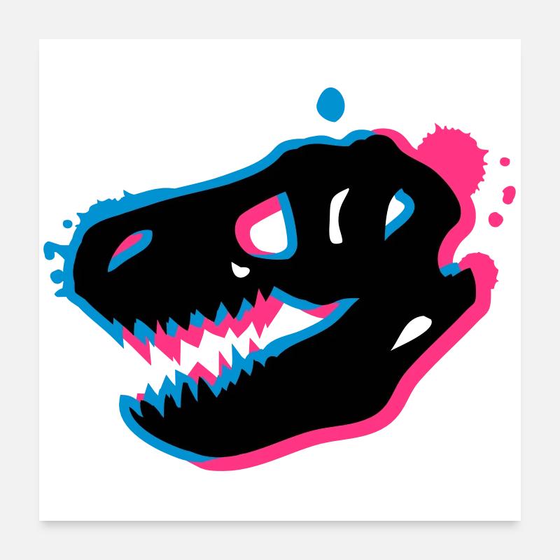 Un T-Rex crâne de 3-D Poster 60 x 60 cm