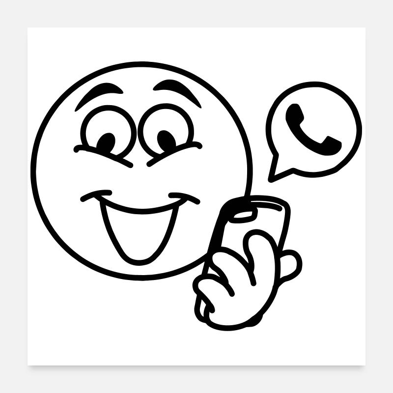 Stick head with a phone and pop-up text berich Poster 24" x 24" (60x60 cm)