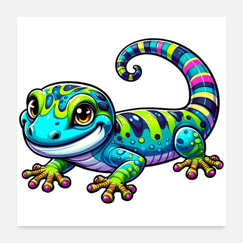 Gecko - Poster 60x60 cm - Weiß