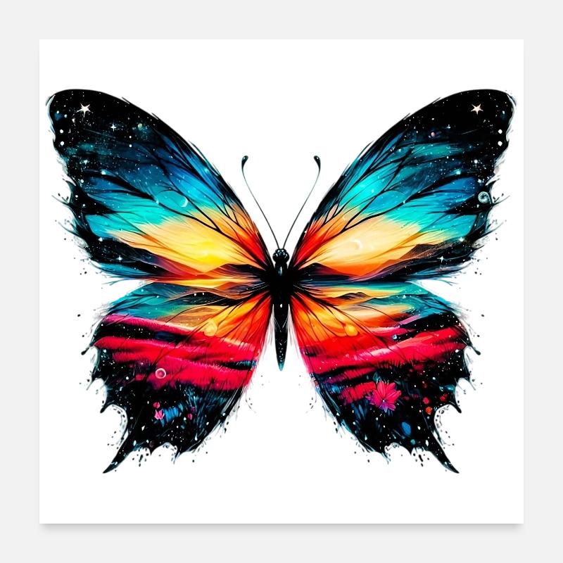 Schmetterling - Poster 60x60 cm - Weiß