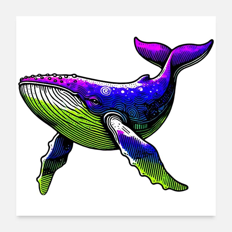 Baleine - Poster 60 x 60 cm - blanc
