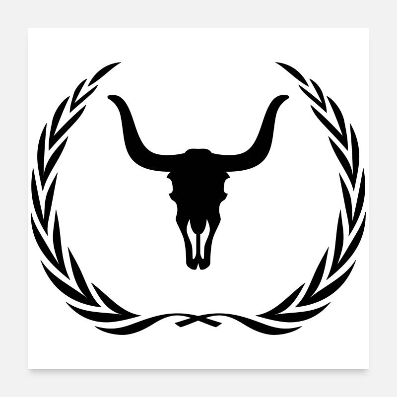 Bull Skeleton Wreath - Poster 24" x 24" (60x60 cm) - white