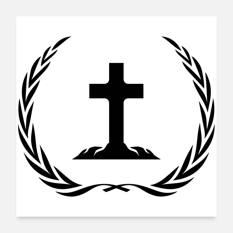 Cross Symbol Wreath Poster 24" x 24" (60x60 cm)