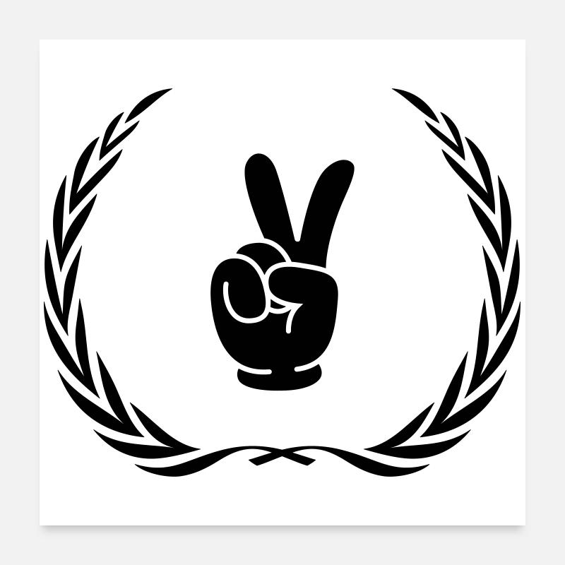 Couronne de bande dessinée Peace Hand Poster 60 x 60 cm