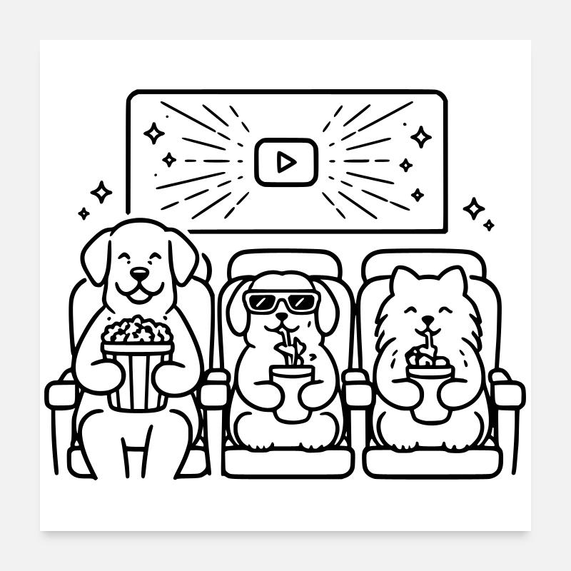 Cinéma de chiens Chiens au cinéma Poster 60 x 60 cm