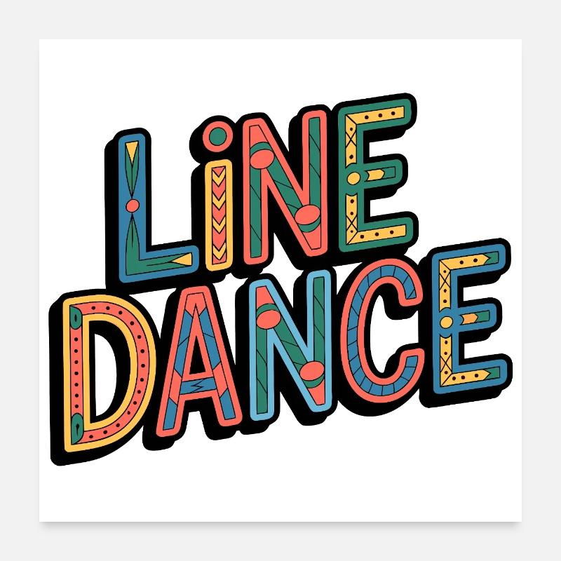 Line Dance Western Lettering Poster 24" x 24" (60x60 cm)