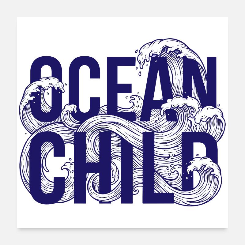Ocean Gold Wave Art Poster 24" x 24" (60x60 cm)