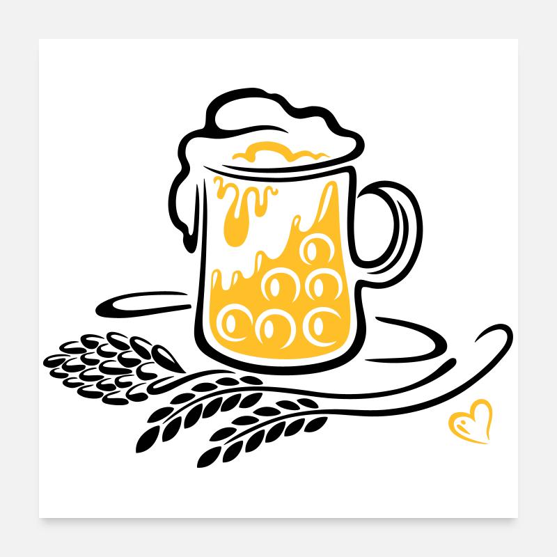 Bier Bierkrug Hopfen Weizen Poster 60x60 cm