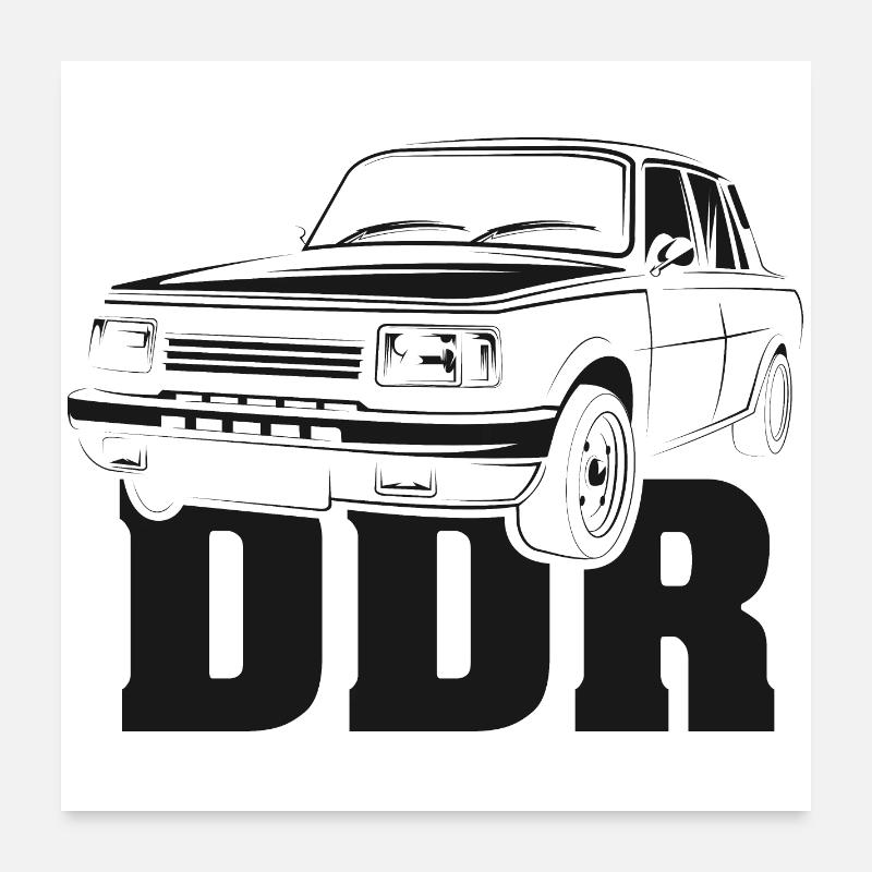 DDR Warti Classic Car Oldtimer Wartburg Logo Poster 24" x 24" (60x60 cm)