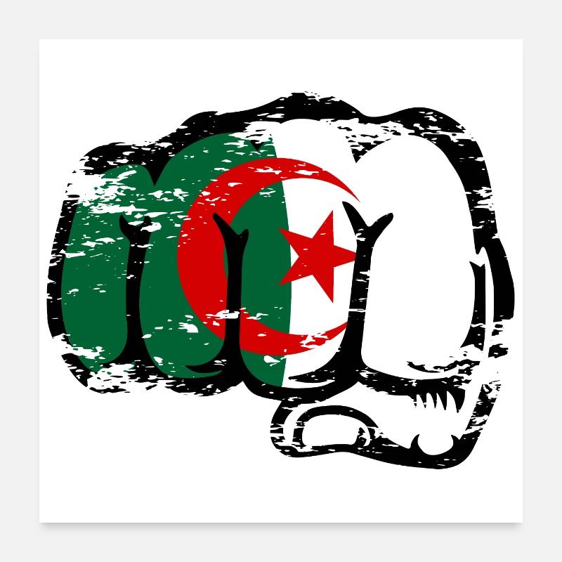 Algerien Flagge Hand Faust used Poster 60x60 cm