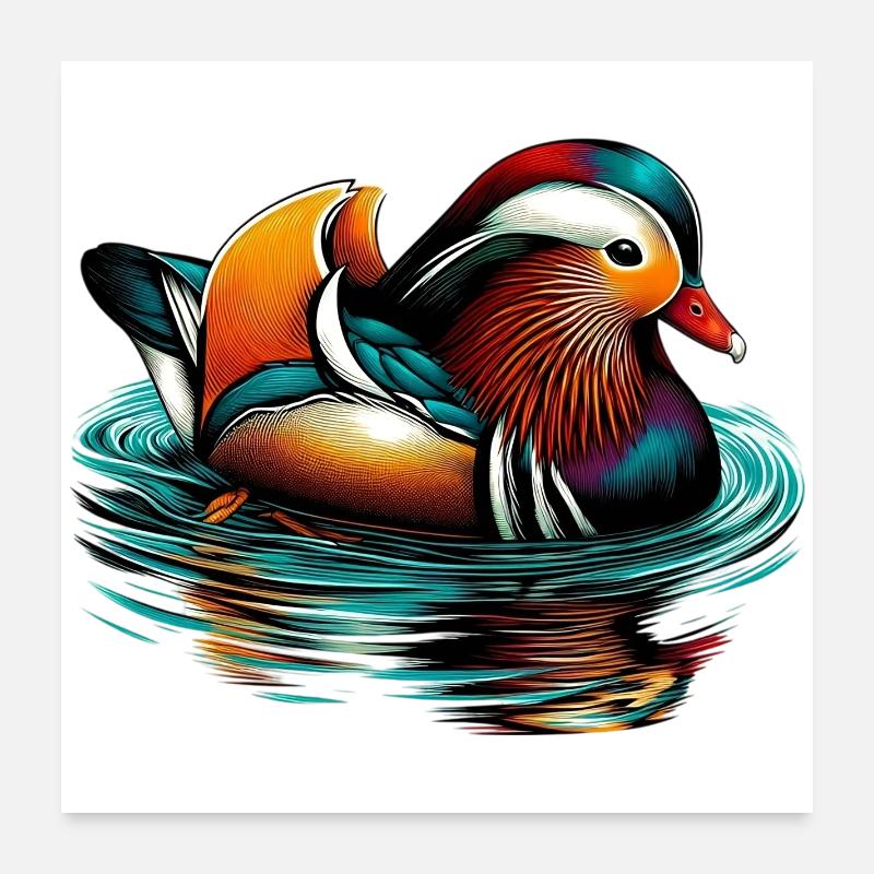 Canard mandarin Poster 60 x 60 cm