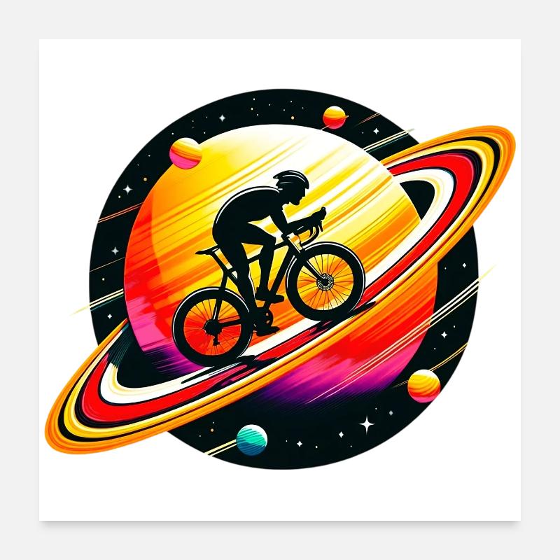 Cyclist on Saturn Poster 24" x 24" (60x60 cm)