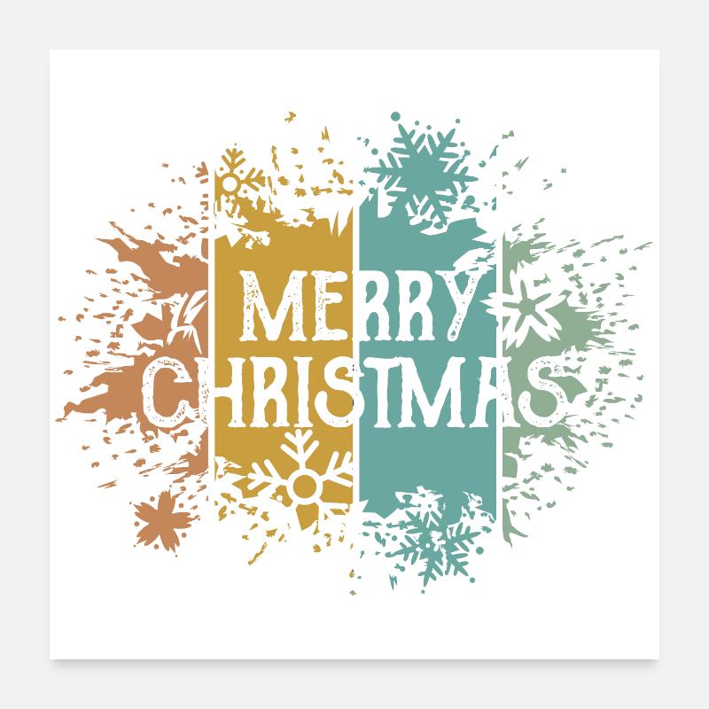 rétro Joyeux Noël Flocon de Neige Cristal de Glace Poster 60 x 60 cm