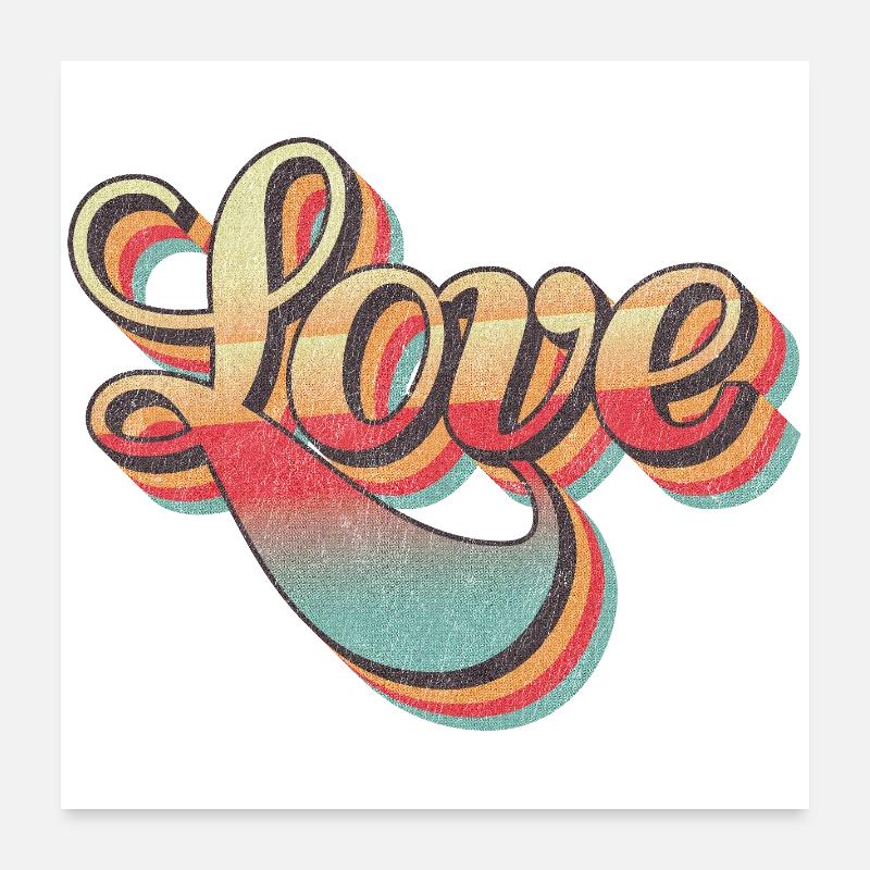 Retro Liebe Design - Poster 60x60 cm - Weiß