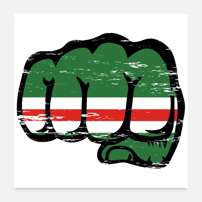 Poing du drapeau de la Tchétchénie utilisé Poster 60 x 60 cm