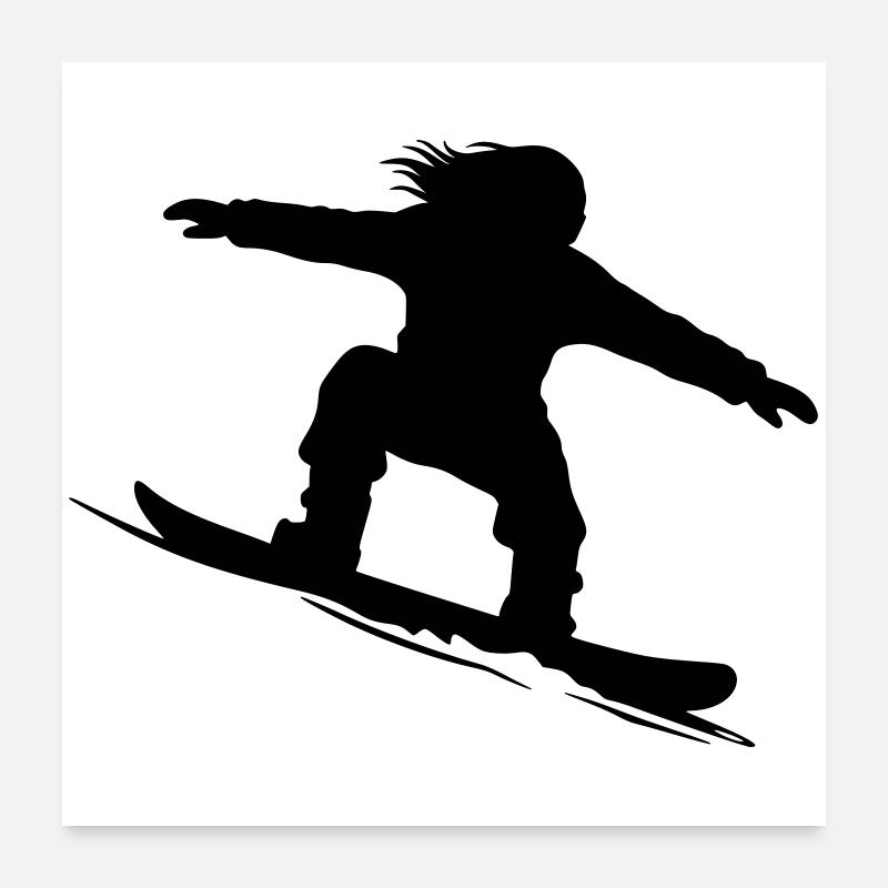 Silhouette de snowboardeur - Variable de couleur Poster 60 x 60 cm