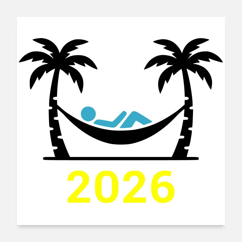 Hammock Palm Trees 2026 Poster 24" x 24" (60x60 cm)