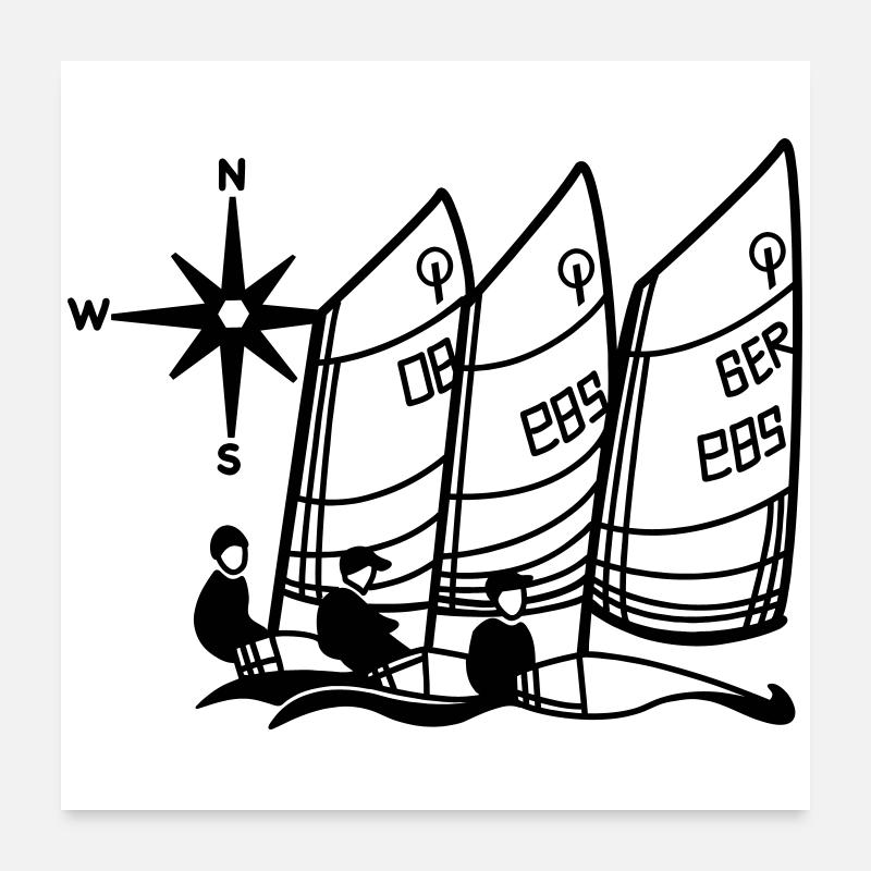 Optimist Opti Segelboot Regatta Segelshirt Kinder Poster 60x60 cm