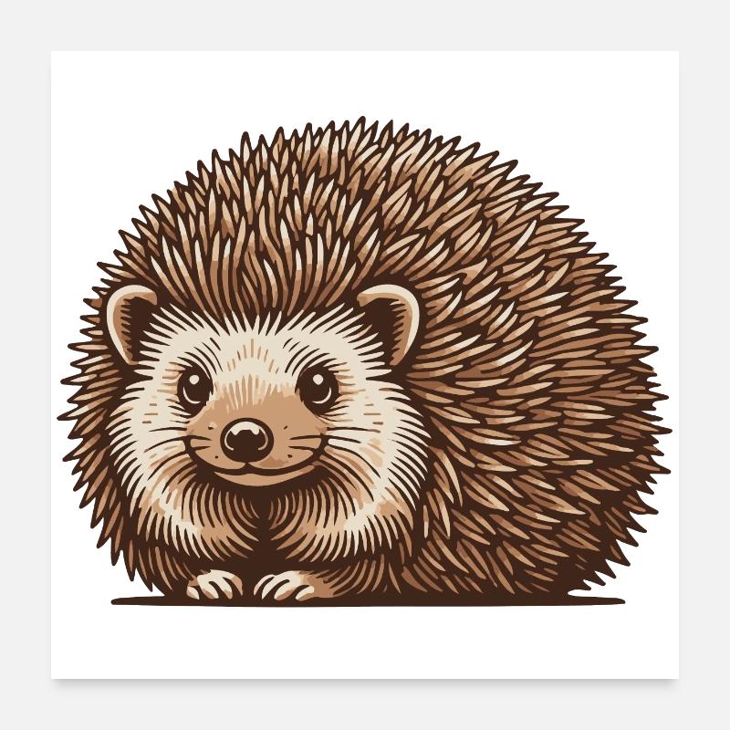 Igel - Poster 60x60 cm - Weiß