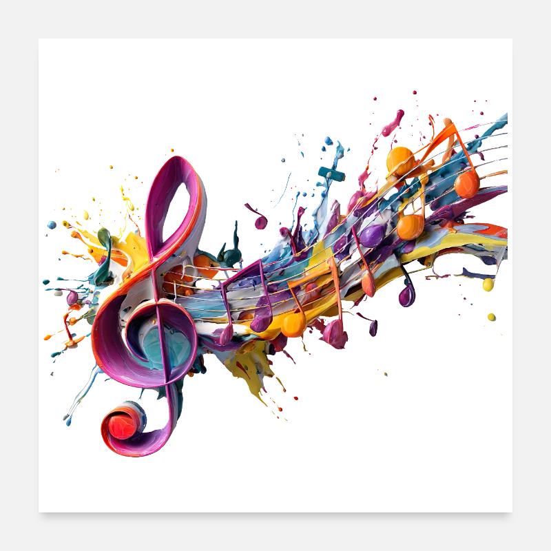 Coloured notes with clef Poster 24" x 24" (60x60 cm)