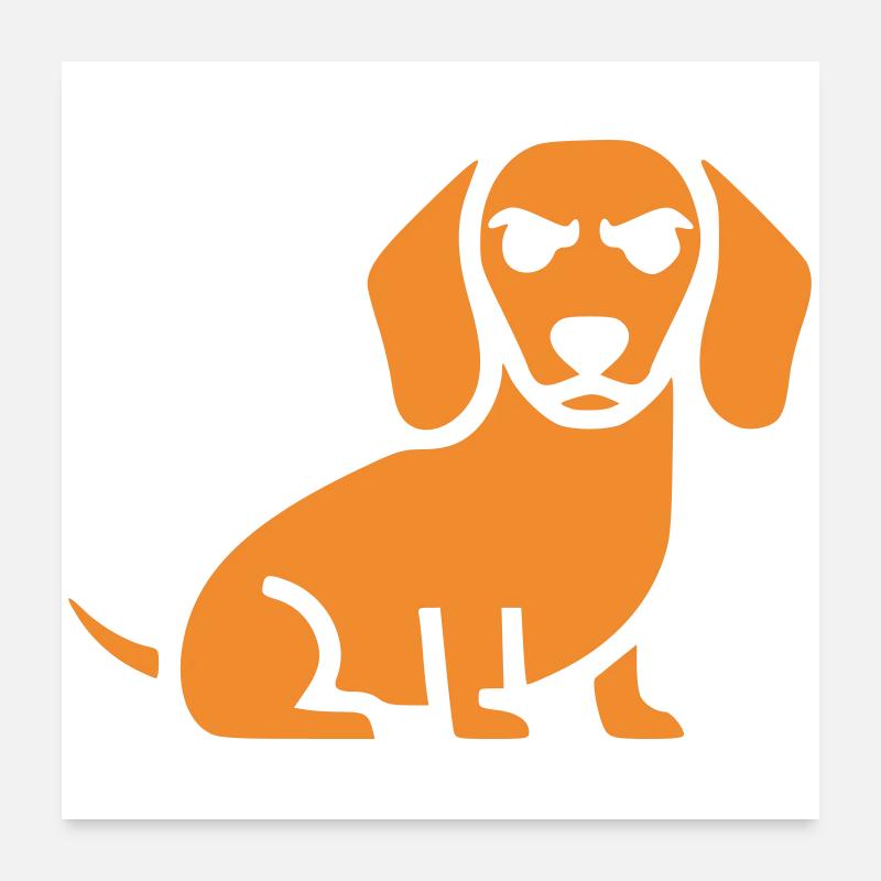 Dackel Hund Flat Design Poster 60x60 cm
