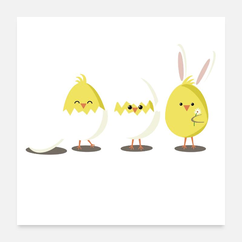 happy easter kücken ei osterei Poster 60x60 cm