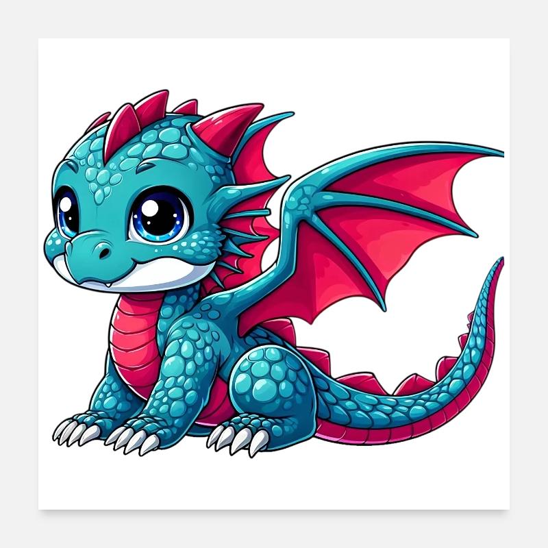 Drache - Poster 60x60 cm - Weiß