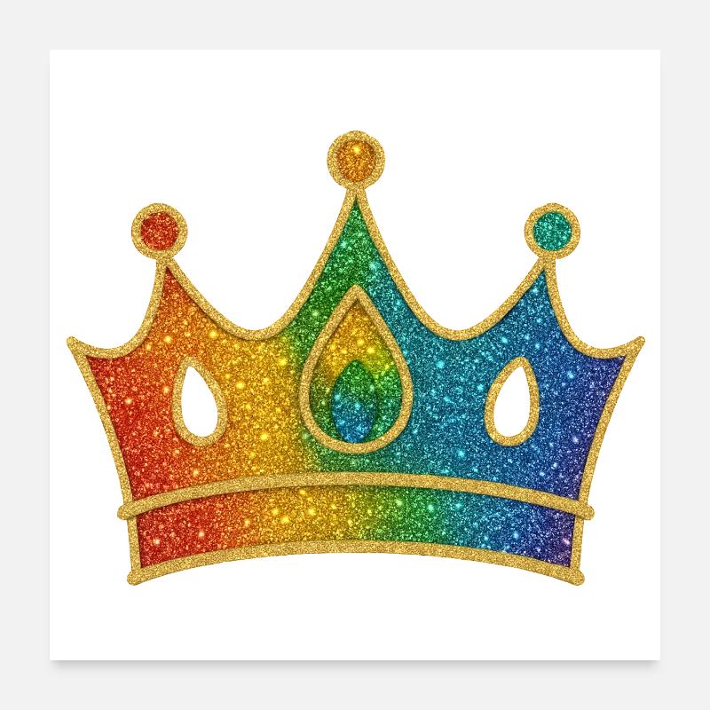 Glamouröse Regenbogen-Krone mit Glittereffekt - Poster 60x60 cm - Weiß