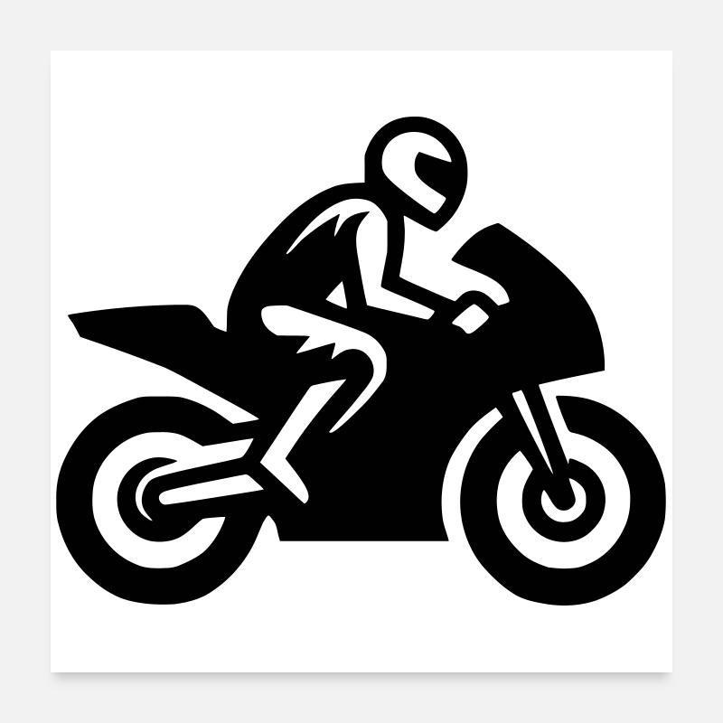Moto de course Moto Moto Machine de course - Poster 60 x 60 cm - blanc
