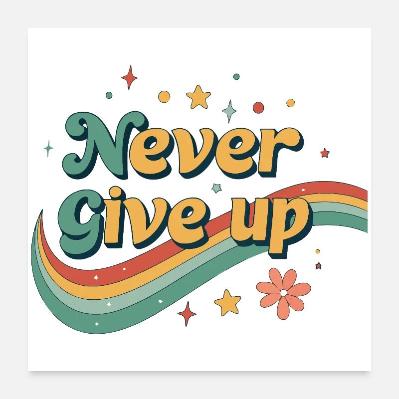 Rainbow Retro Perseverance Poster 24" x 24" (60x60 cm)