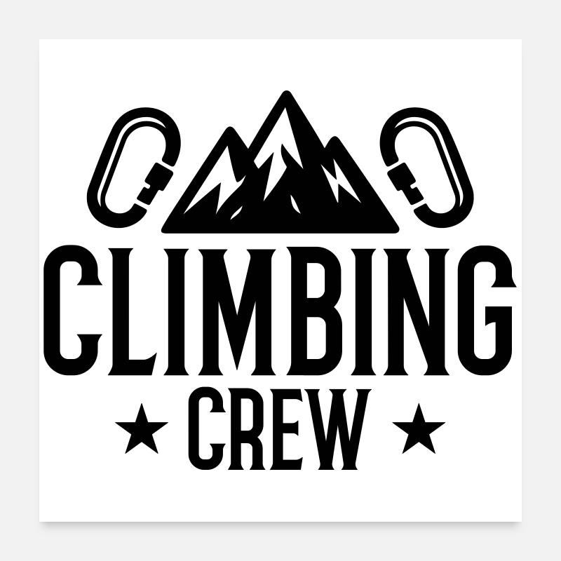 Climbing Crew Berge Karabiner Poster 60x60 cm