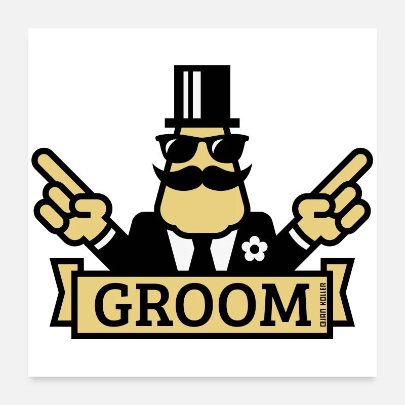 Pointing Groom (Stag Night / Bachelor Party / 3C) Poster 24" x 24" (60x60 cm)