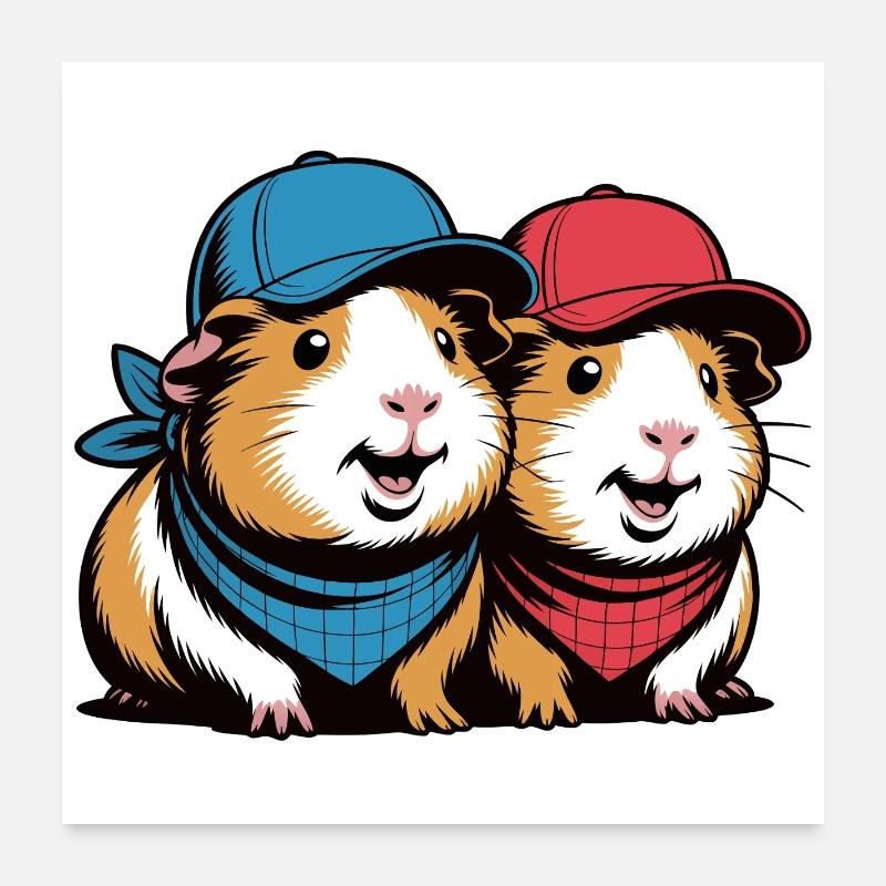 Deux sélections en duo Cochons d’Inde Poster 60 x 60 cm